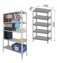 Стеллаж металлический "УНИВЕРСАЛ", 2000х1000х600 мм, УСИЛЕННЫЕ СТОЙКИ, 5 полок, регулируемые опоры, 290243