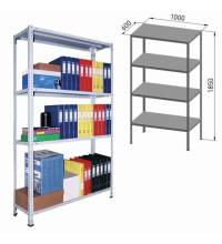 Стеллаж металлический ПРАКТИК "MS", 1850х1000х600 мм, 4 полки, MS 185/100х60/4
