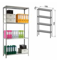 Стеллаж металлический ПРАКТИК "MS KD", сборная стойка, 1950х1000х600 мм, 4 полки, MS 200/100х60/4