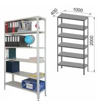 Стеллаж металлический "УНИВЕРСАЛ", 2000х1000х400 мм, УСИЛЕННЫЕ СТОЙКИ, 6 полок, регулируемые опоры, 290349
